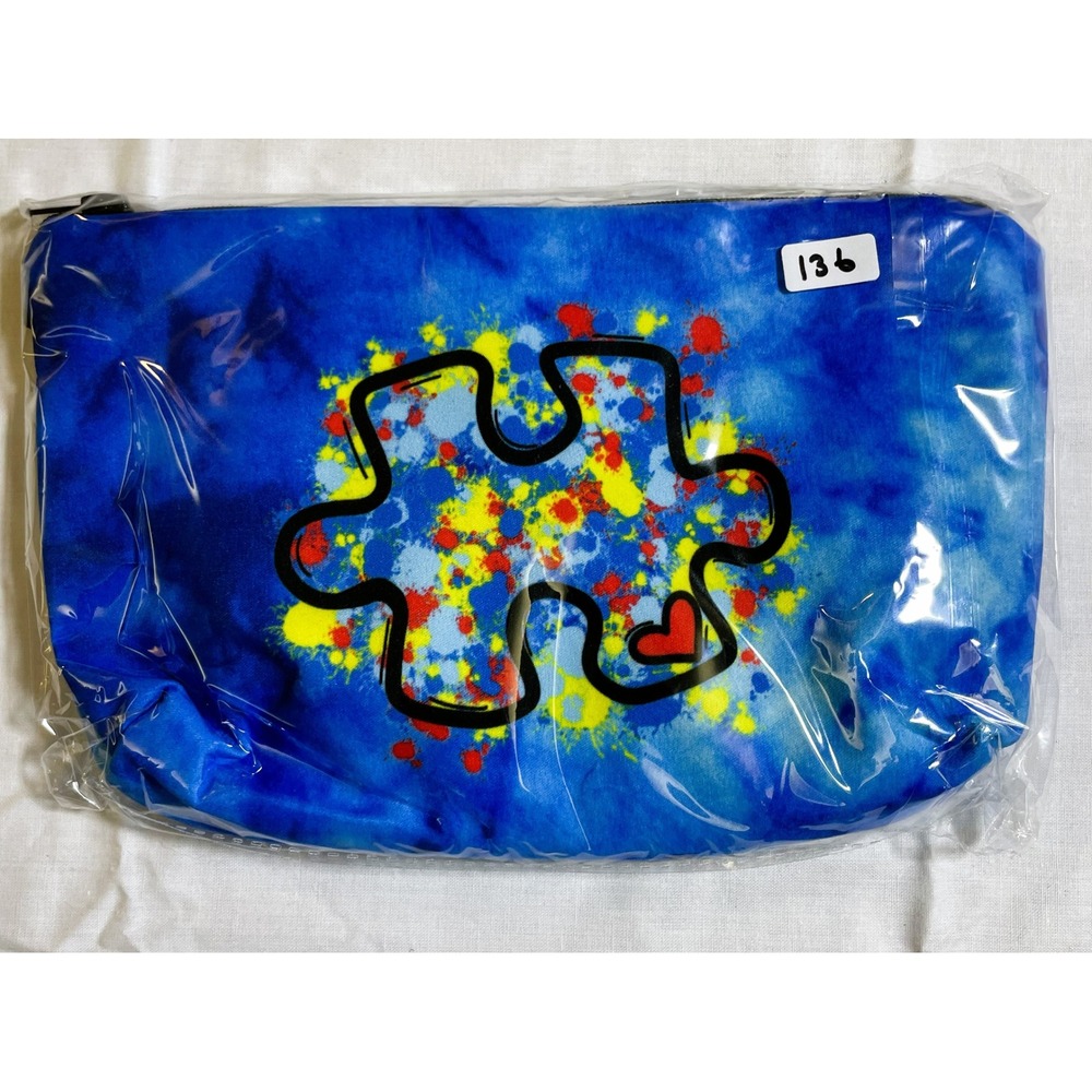 The Pouch Cosmetic Bag Blue New Autism Awareness Puzzle Piece Tie Dye